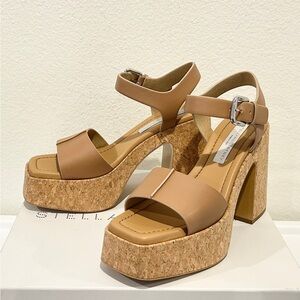 Stella McCartney Skyla Buckled Platform Sandals in Tan, Size 40, New in Box
